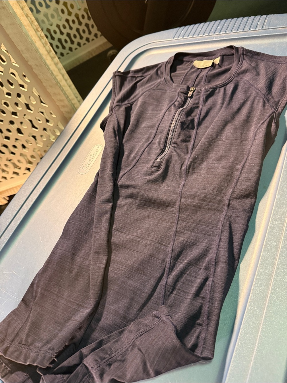 Athleta Navy Zip-Front Mini Dress